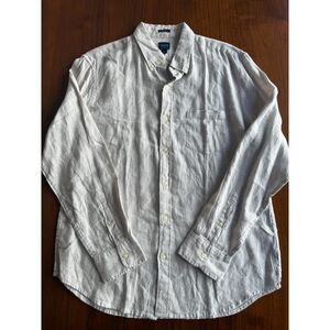 J.Crew Slim Fit Grey Linen-Cotton Micro-Check Button Down Shirt - Size L